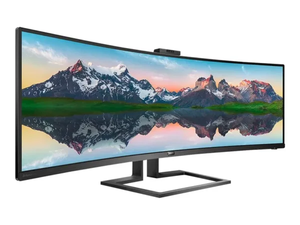 Philips Brilliance P-line 499P9H - Monitor LED curvado - 49" (48.8" visible) - 5120 x 1440 Dual Quad HD @ 60 Hz - VA - 450 cd/m² - 3000:1 - Display HDR 400 - 5 ms - 2xHDMI, DisplayPort, USB-C - altavoces - negro con textura - Imagen 3