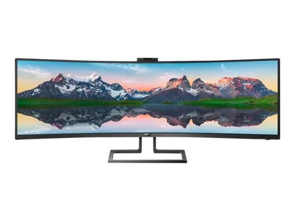 Philips Brilliance P-line 499P9H - Monitor LED curvado - 49" (48.8" visible) - 5120 x 1440 Dual Quad HD @ 60 Hz - VA - 450 cd/m² - 3000:1 - Display HDR 400 - 5 ms - 2xHDMI, DisplayPort, USB-C - altavoces - negro con textura
