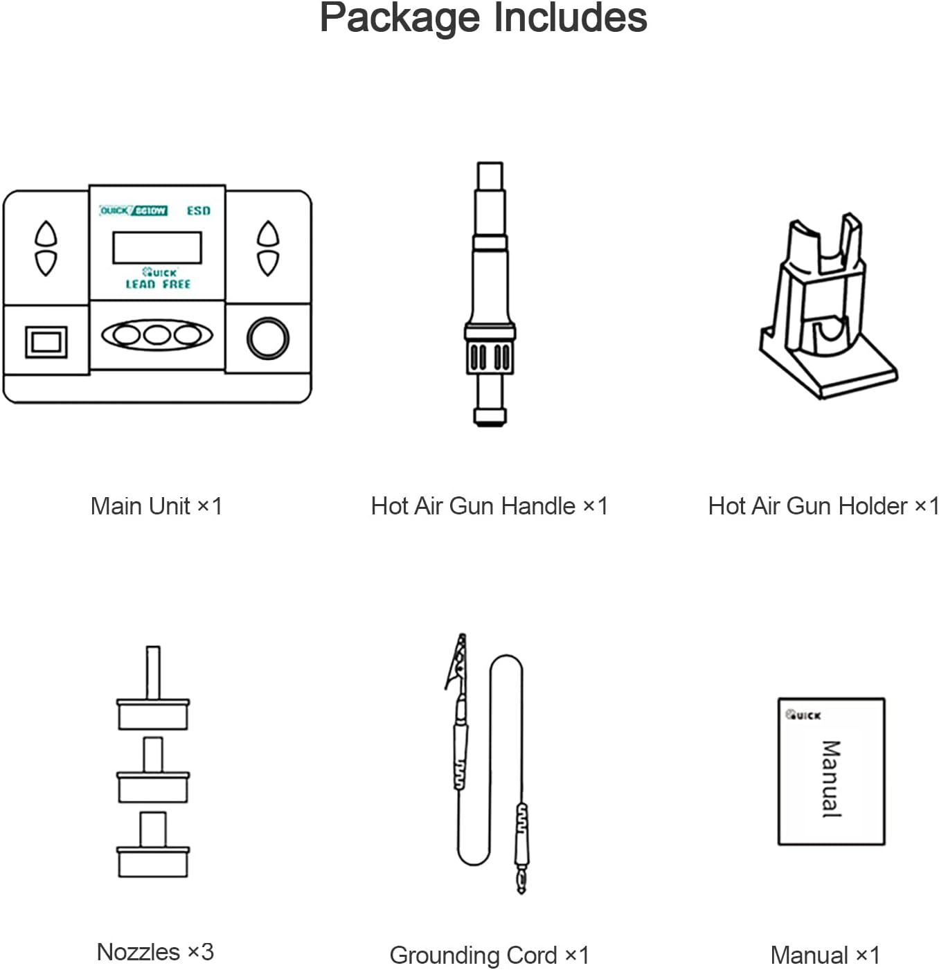 Estación aire caliente Quick 861DW ESD | 1000 W - Imagen 6